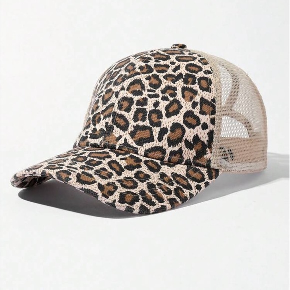 Accessories - Leopard Print Baseball Cap (hole for ponytail)